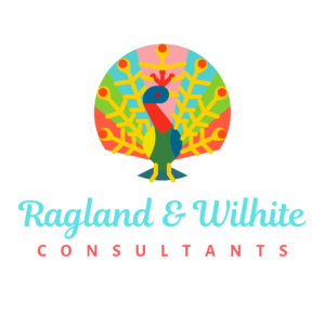 R&W Logo Square - white background blue letters